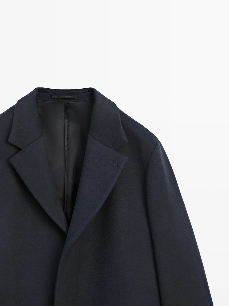 Long wool blend coat with lapel - LIMITED