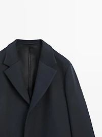 Long wool blend coat with lapel - LIMITED