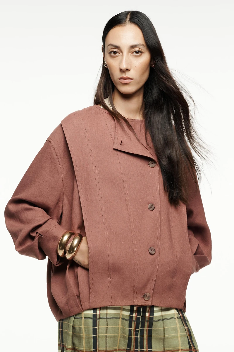 ZW COLLECTION LINEN BLEND BOMBER