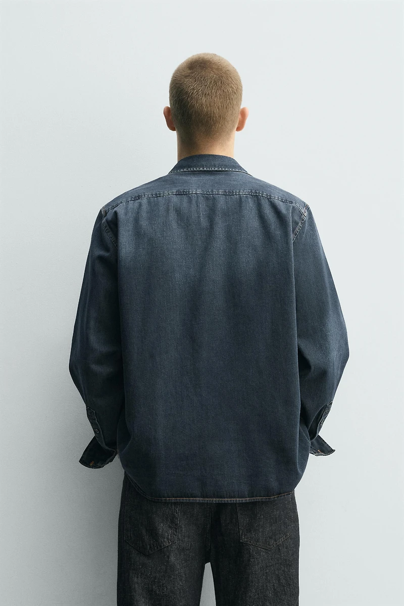 ZIP-UP DENIM SHIRT