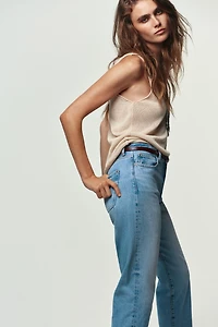 Z1975 NEW MOM FIT HIGH WAIST BELTED JEANS