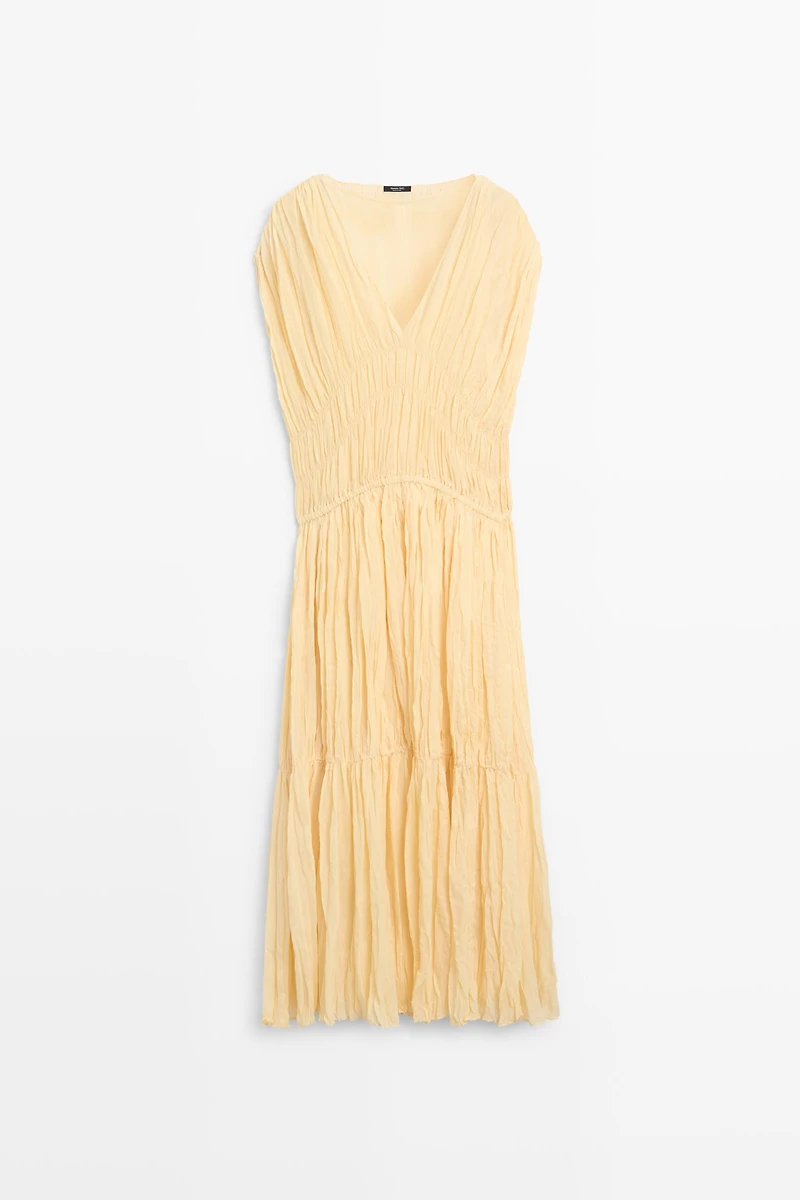 Flowing gathered midi dress