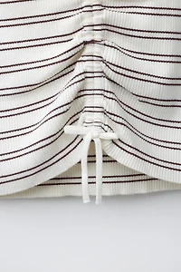 RIBBED KNIT RUCHED TOP