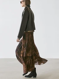 Flowing asymmetric midi skirt