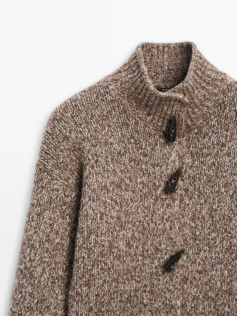 Cardigan en laine et coton avec bouton corne