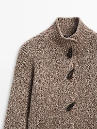 Cardigan en laine et coton avec bouton corne