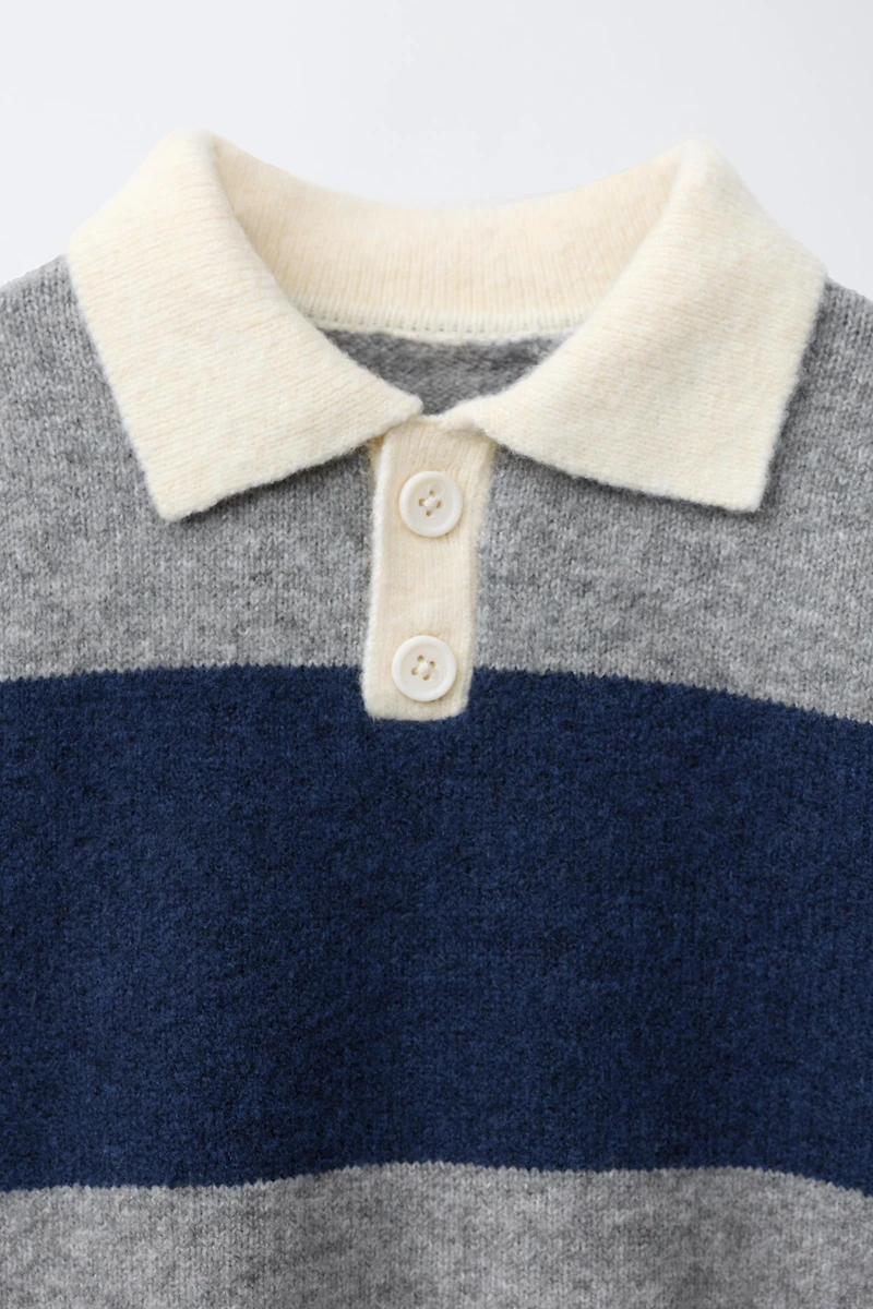 PULL POLO EN MAILLE À RAYURES