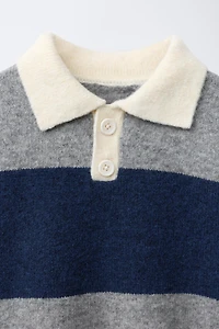 PULL POLO EN MAILLE À RAYURES