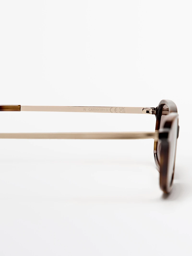 Contrast rectangular sunglasses