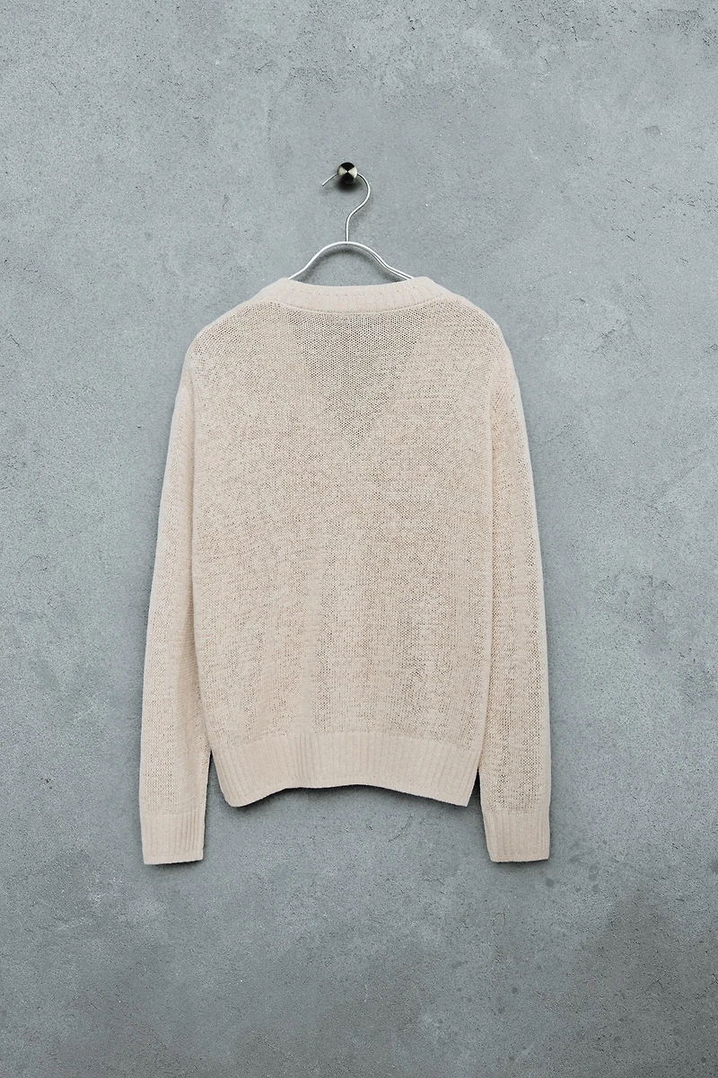 STORIESZ - RELAXED FIT LINEN AND COTTON KNIT CARDIGAN