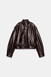 FAUX LEATHER JACKET WITH STRAPS