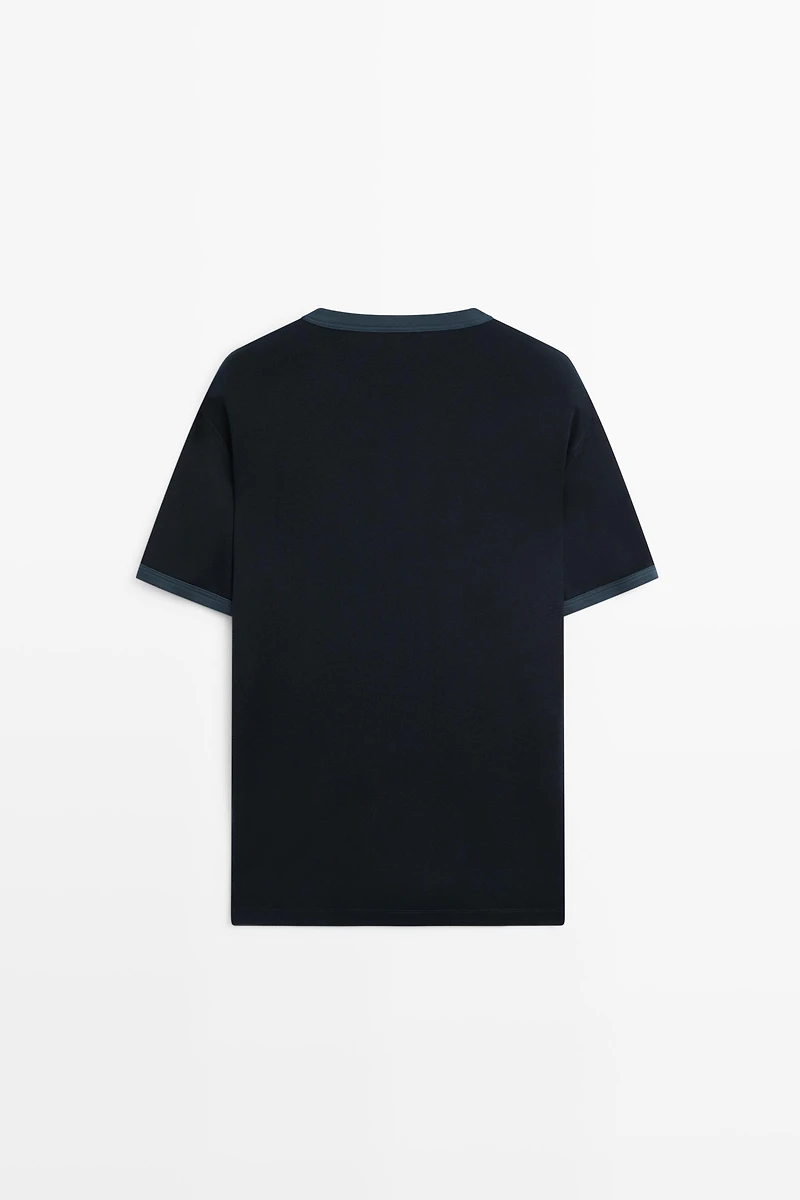 T-shirt 100 % coton col contrastant