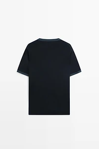 T-shirt 100 % coton col contrastant