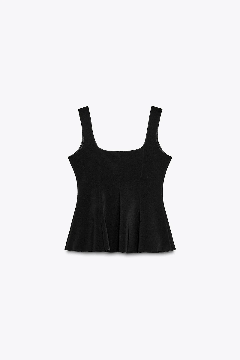 STRETCH PEPLUM VEST TOP