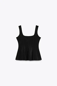STRETCH PEPLUM VEST TOP