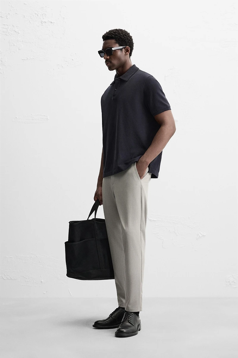 TEXTURED STRETCH PANTS