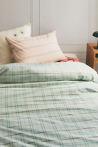 KIDS GREEN CHECK DUVET COVER