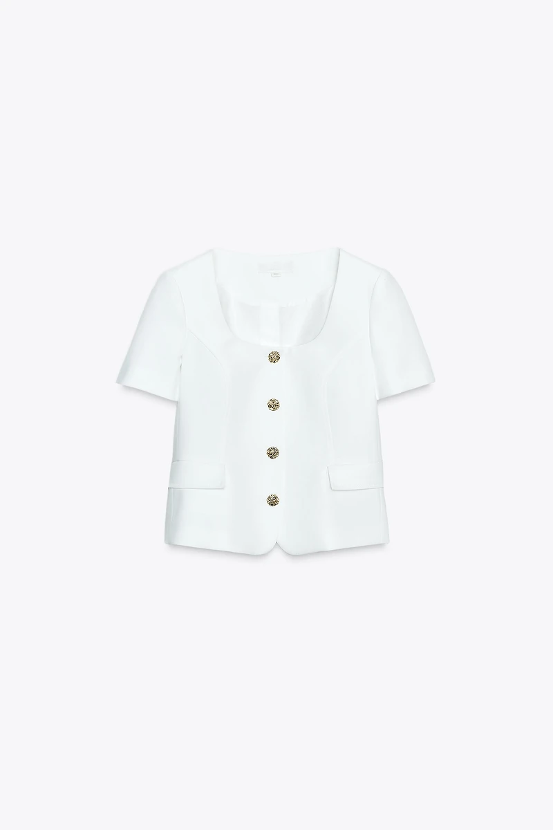 SQUARE NECK SHORT SLEEVE BLAZER