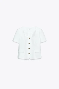 SQUARE NECK SHORT SLEEVE BLAZER