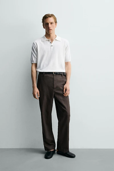 POLO EN MAILLE REGULAR FIT COTON ET LIN