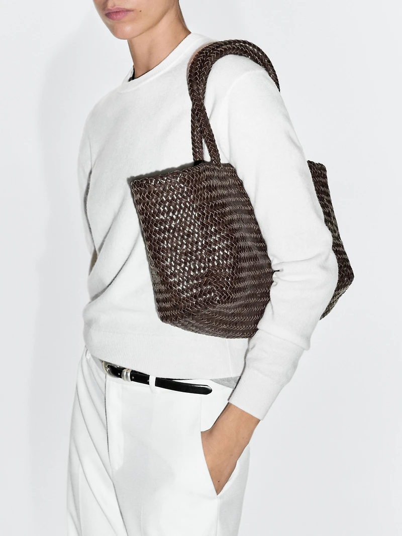 Tote bag tressé en cuir nappa