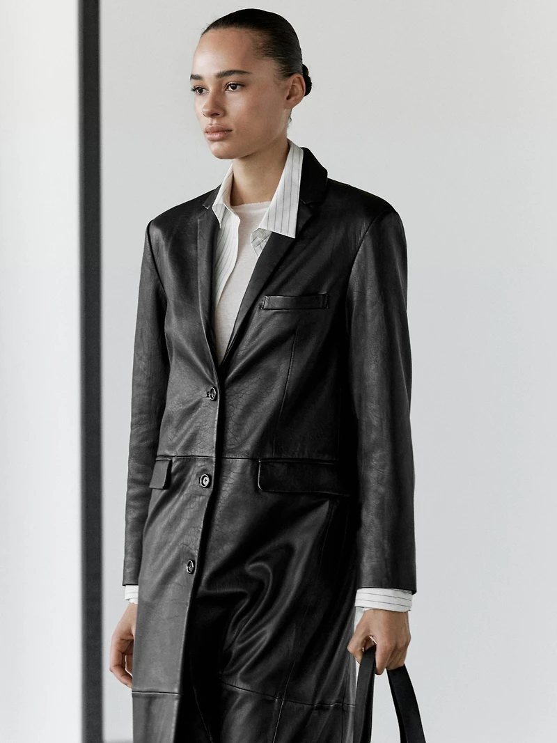 Long nappa leather coat