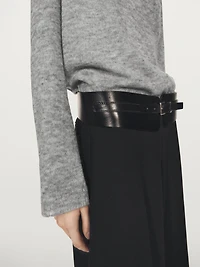 Knit sweater with cowl neck