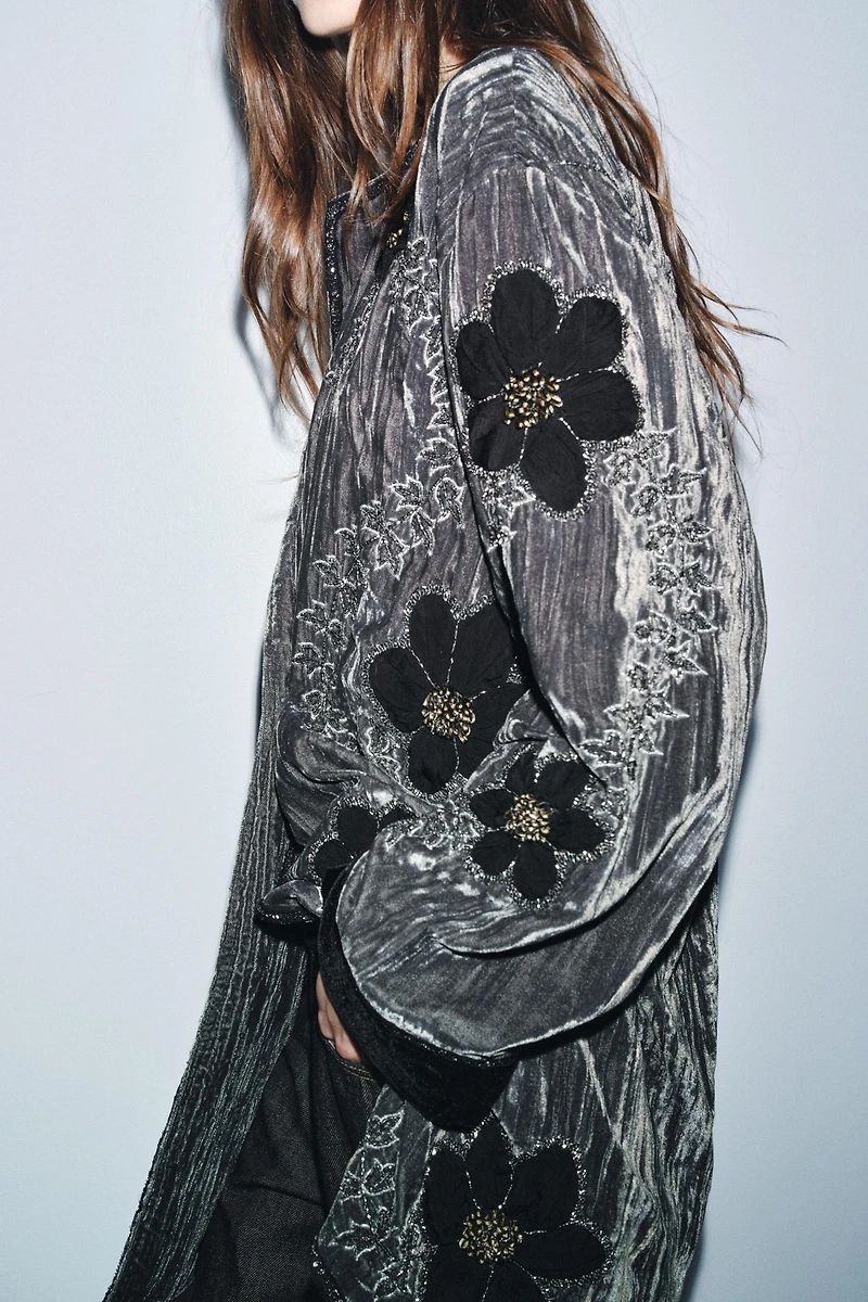 EMBROIDERED VELVET KIMONO ZW COLLECTION LIMITED EDITION