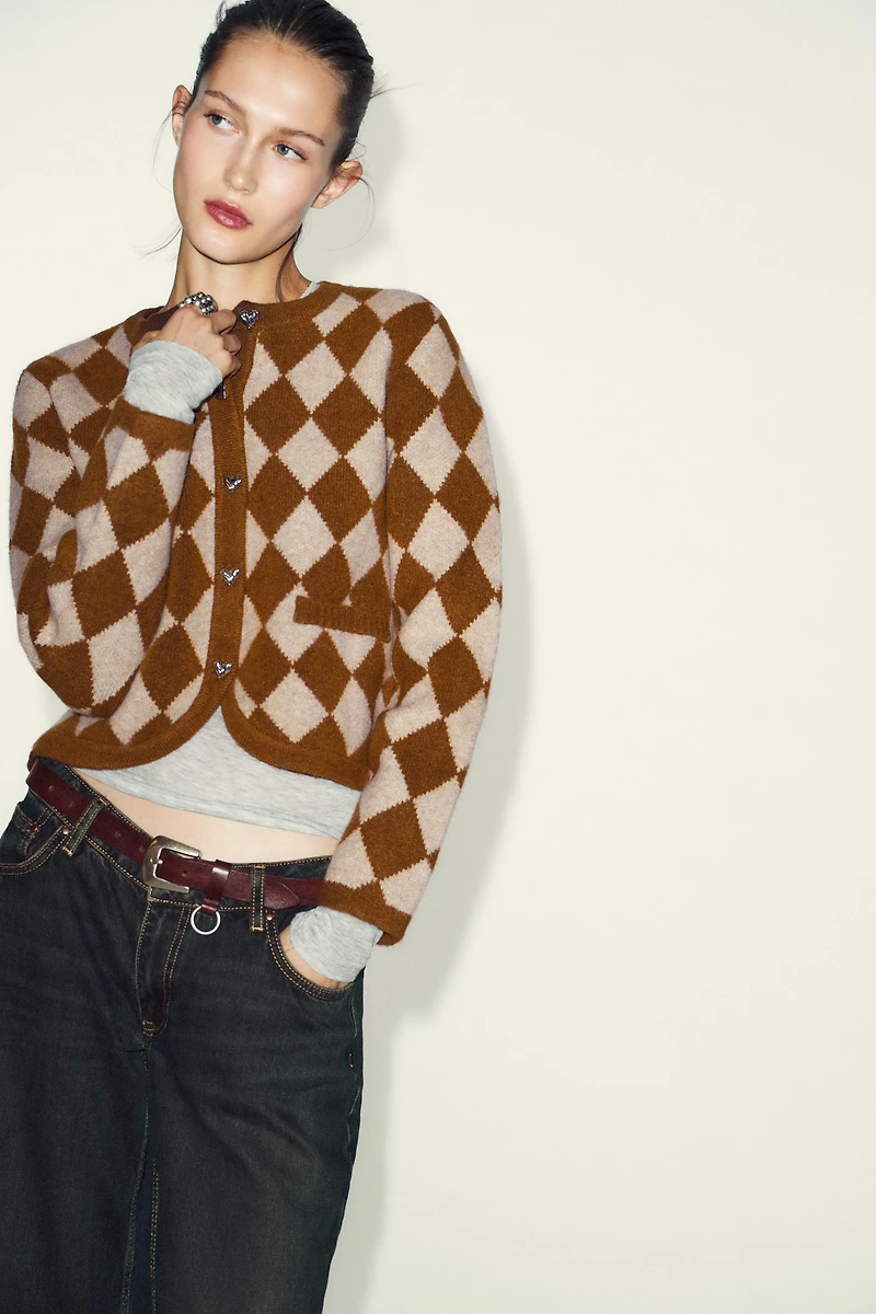 JACQUARD ARGYLE CARDIGAN