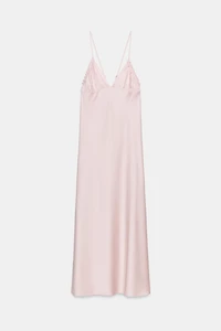 GATHERED SATIN EFFECT MIDI DRESS