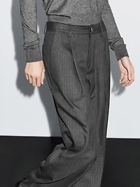 Mid-rise wide-leg pinstripe trousers