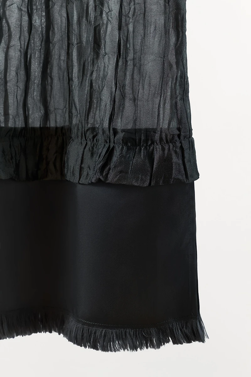 CRINKLED EFFECT STRAPPY DRESS