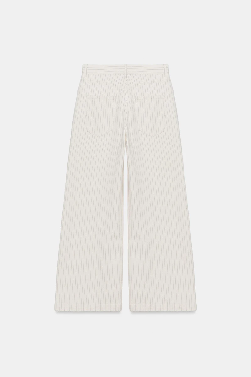 ZW COLLECTION HIGH-WAIST STRIPED WIDE-LEG JEANS