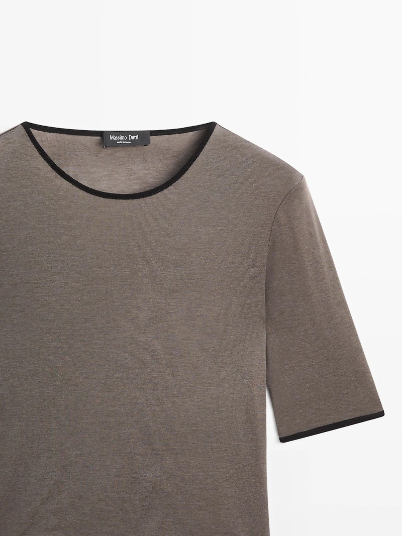 Wool blend T-shirt with contrast detail