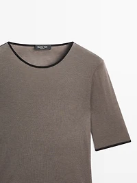Wool blend T-shirt with contrast detail