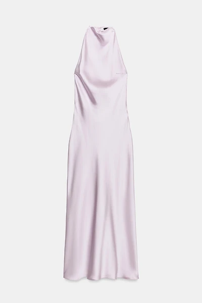 SATIN HALTER DRESS