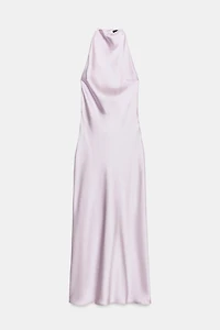 SATIN HALTER DRESS