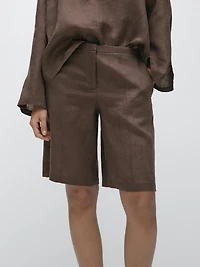 100% linen short Bermuda shorts