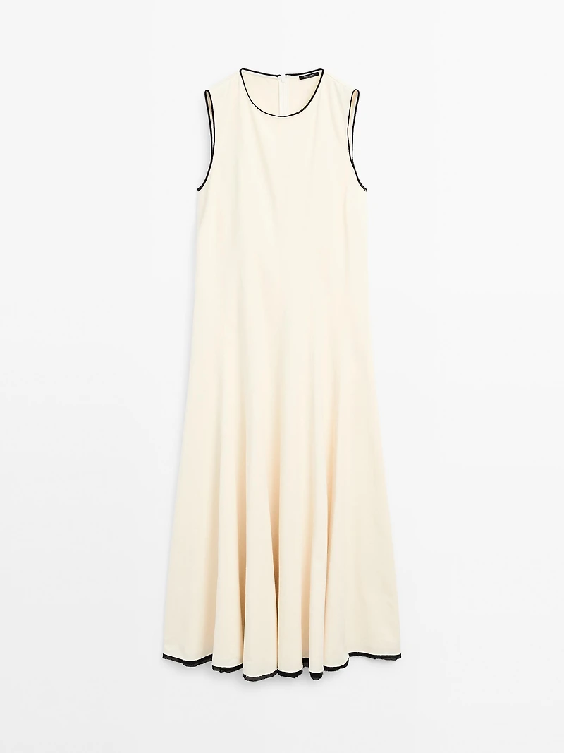 Flounce dress with contrast trims