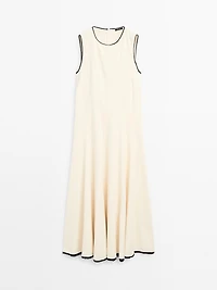 Flounce dress with contrast trims
