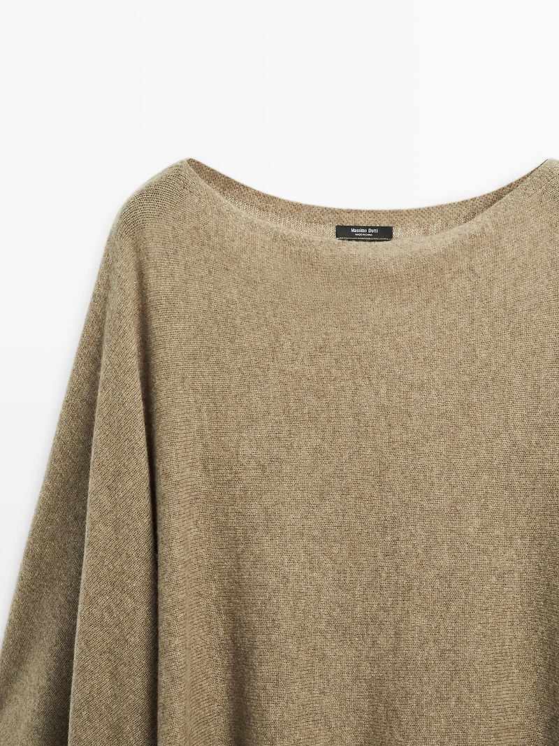 100% wool asymmetric knit cape