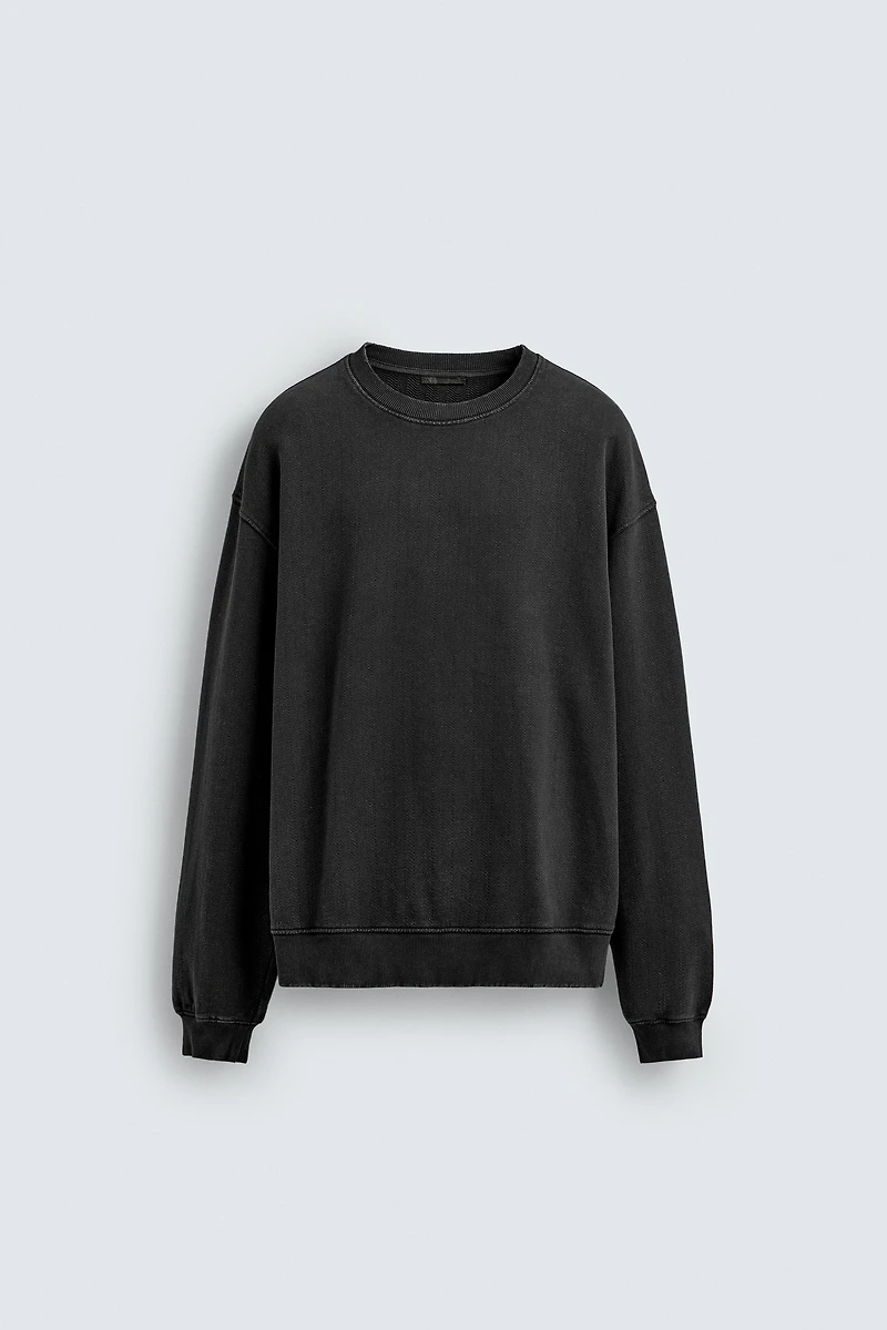 WASHED HERRINGBONE EFFECT SWEATSHIRT
