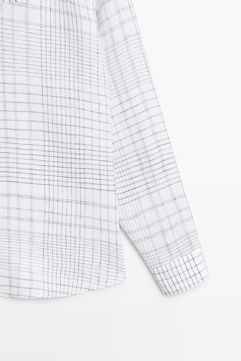Chemise regular fit à carreaux 100 % lin
