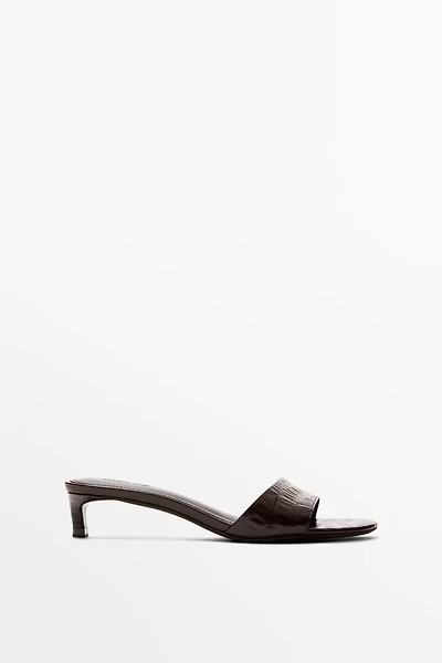 High-heel sandals embossed leather