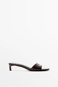 High-heel sandals embossed leather