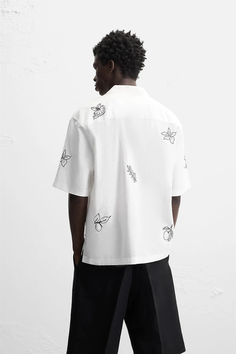 EMBROIDERED COTTON LINEN SHIRT