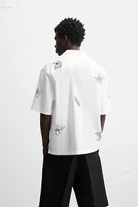 EMBROIDERED COTTON LINEN SHIRT