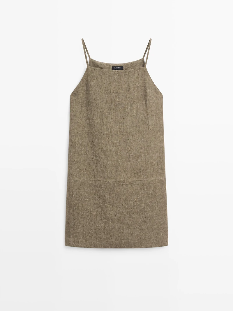 100% linen short dress