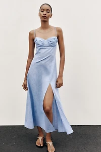 LINEN MIDI CORSET DRESS