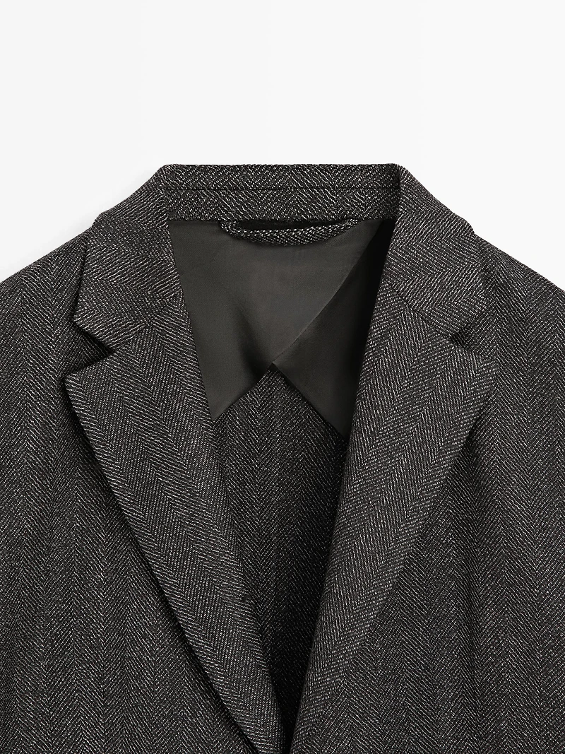 Herringbone wool blend blazer